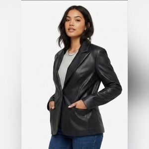 🖤 NWOT Steve Madden ✨️Black Faux Leather Blazer Jacket | Size M